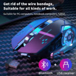 Rechargeable Wireless Gaming Mouse – Silent Bluetooth & USB | Mechanical E-Sports Mouse with Backlight for PC & Laptop